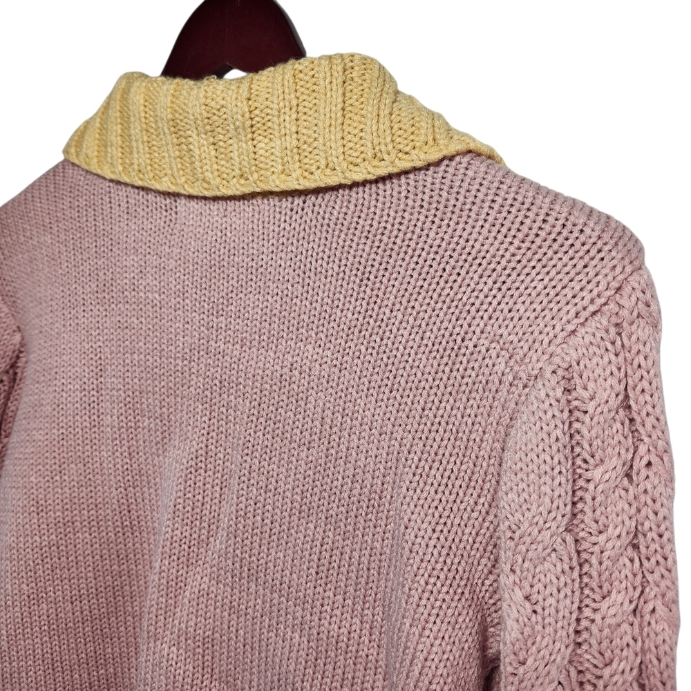 Rich & Famous NWT Sicily Crop Cardigan Sweater Grannycore Knit Collar Bling Boxy - Picture 6 of 16
